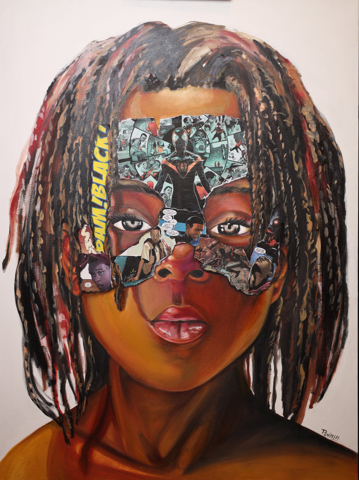 ORIGINAL Black Spider Boy Canvas painting