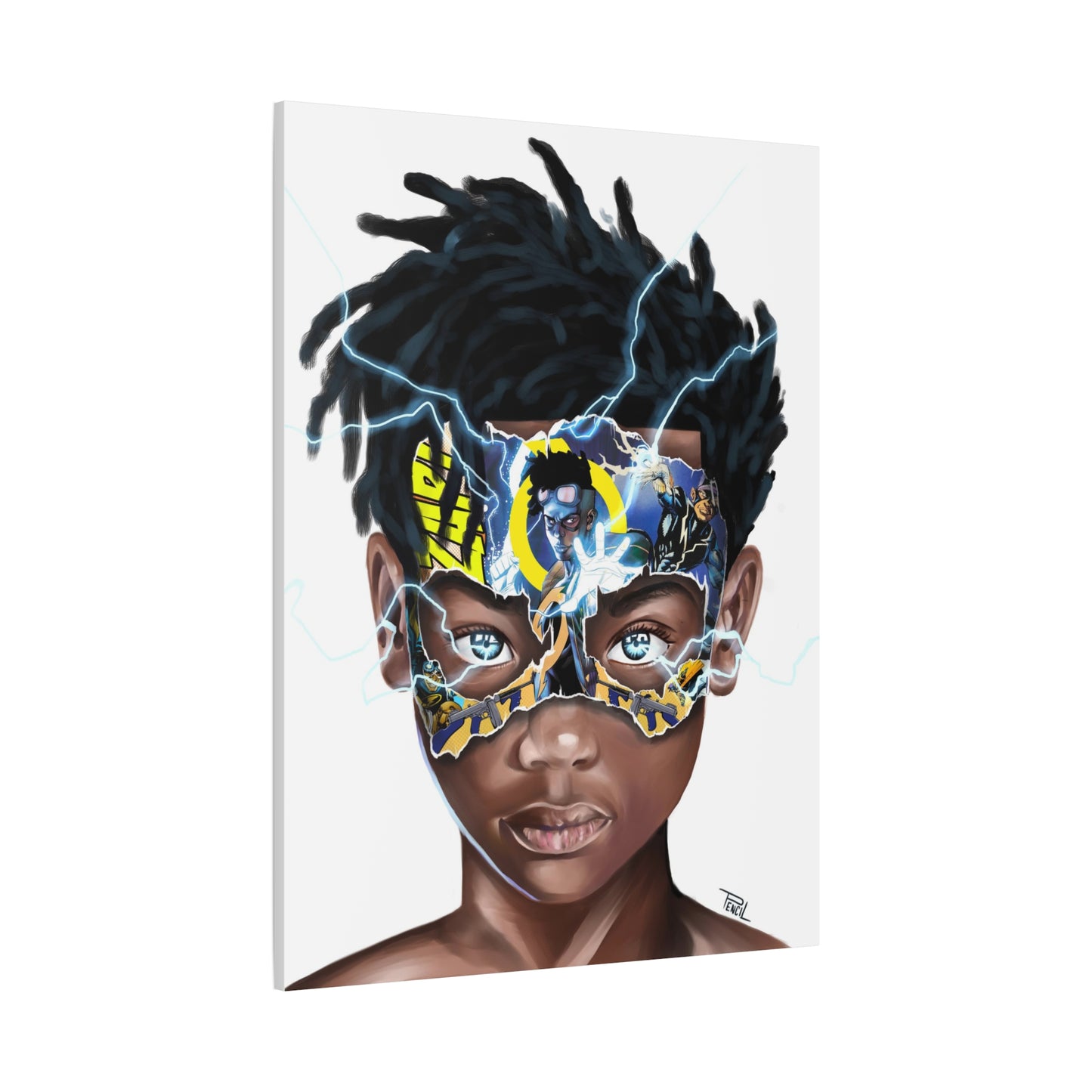 Black Lightning Boy Matte Canvas, Stretched, 1.25"