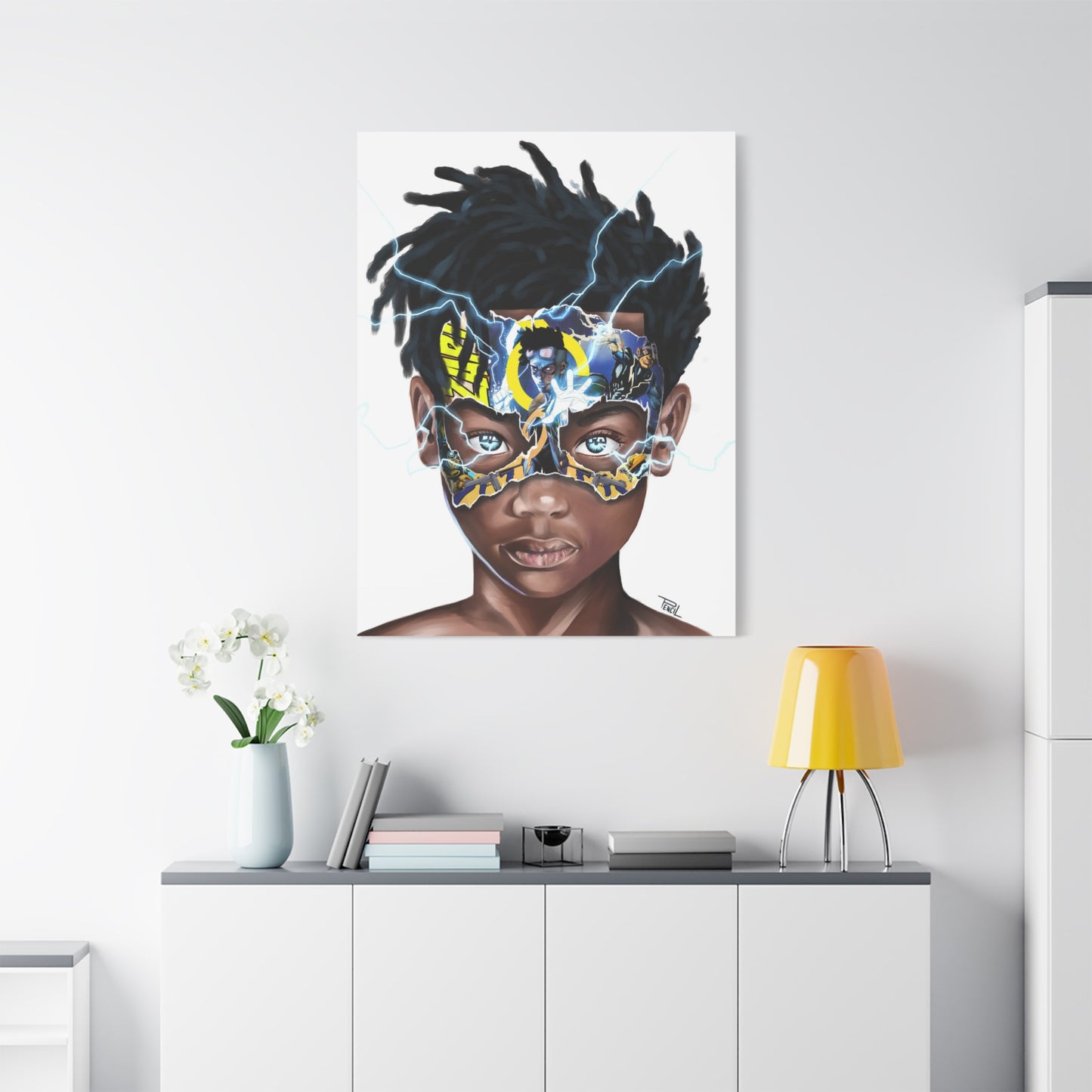 Black Lightning Boy Matte Canvas, Stretched, 1.25"