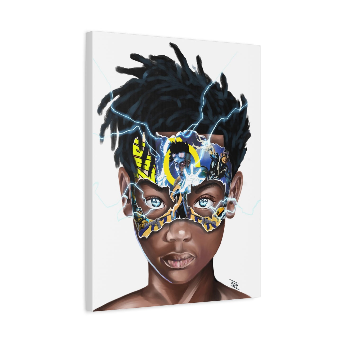 Black Lightning Boy Matte Canvas, Stretched, 1.25"