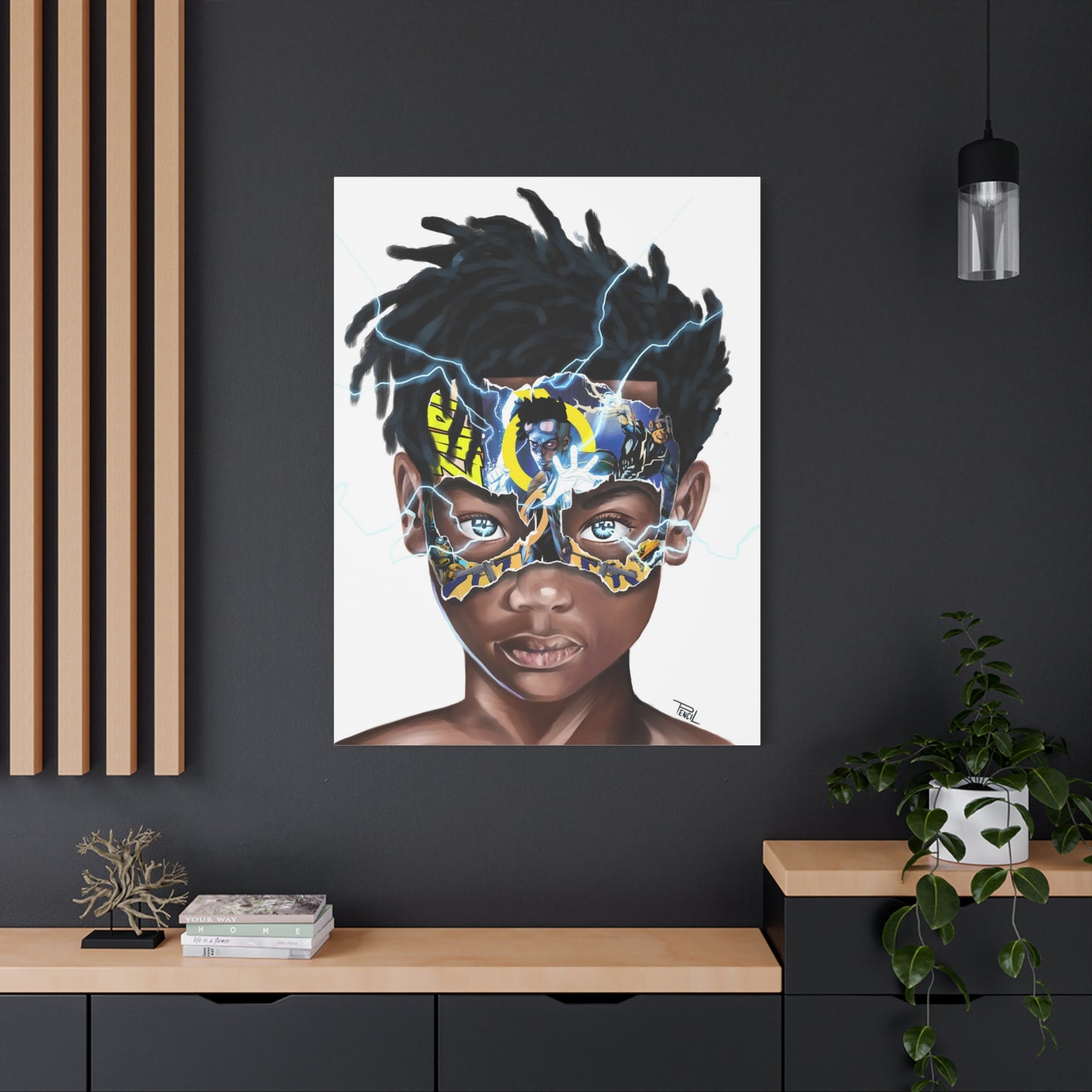 Black Lightning Boy Matte Canvas, Stretched, 1.25"